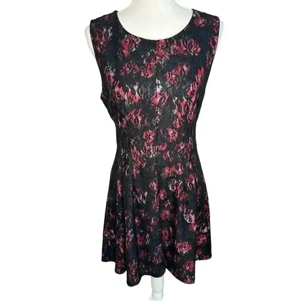 NEW Forever 21‎ women’s large black and pink floral print dress NWT